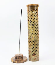 Load image into Gallery viewer, Jali Carved on Natural Stone Incense Tower