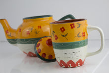 Load image into Gallery viewer, Vintage Folk Art Teapot and Cup Set